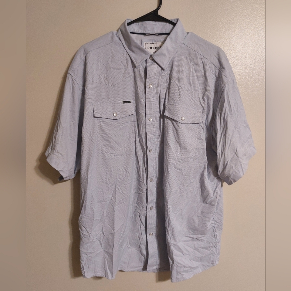 White/Blue Poncho Short Sleeve Shirt